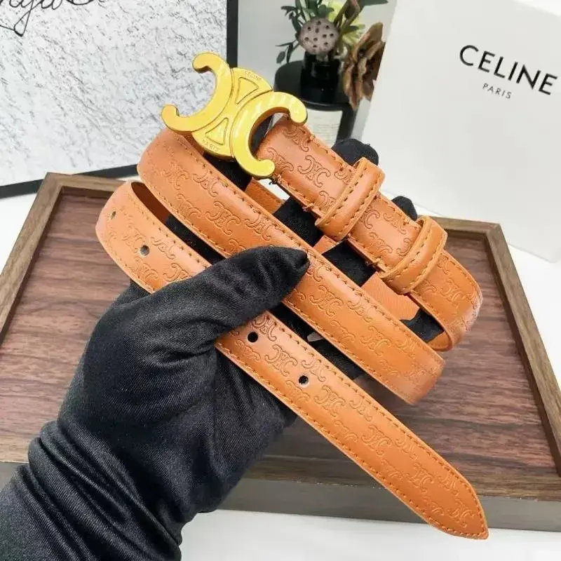 Celine Triomphe Saffiano Black Silver Belt