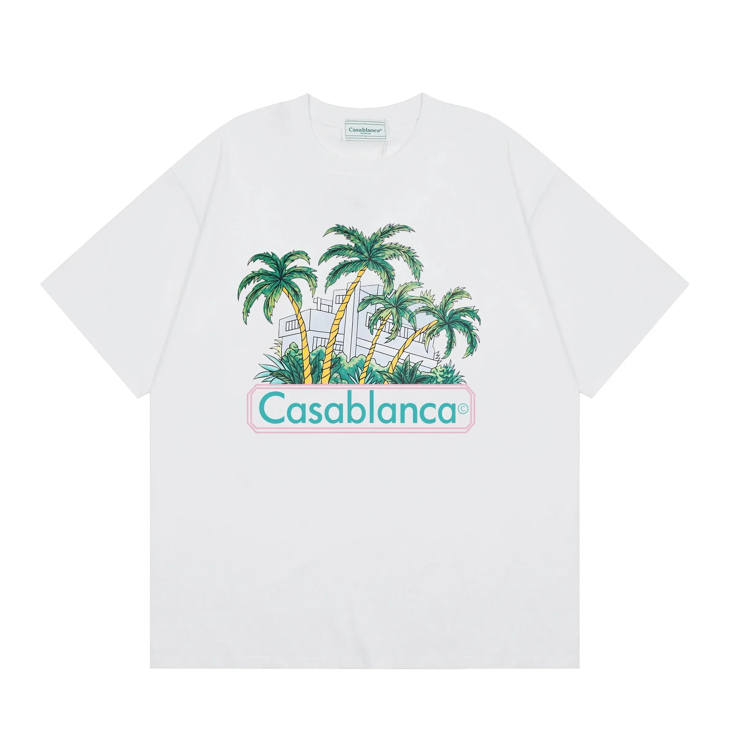 Casablanca Palm Trees Hotel T-Shirt White