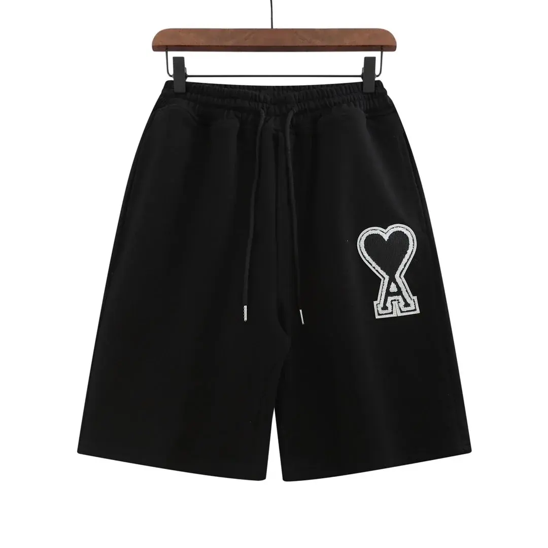 Ami Paris Heart Logo Sweat Shorts Black