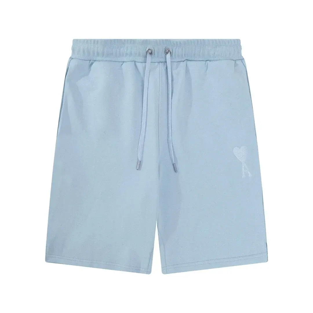 Ami Paris Heart Logo Sweat Shorts Light Blue