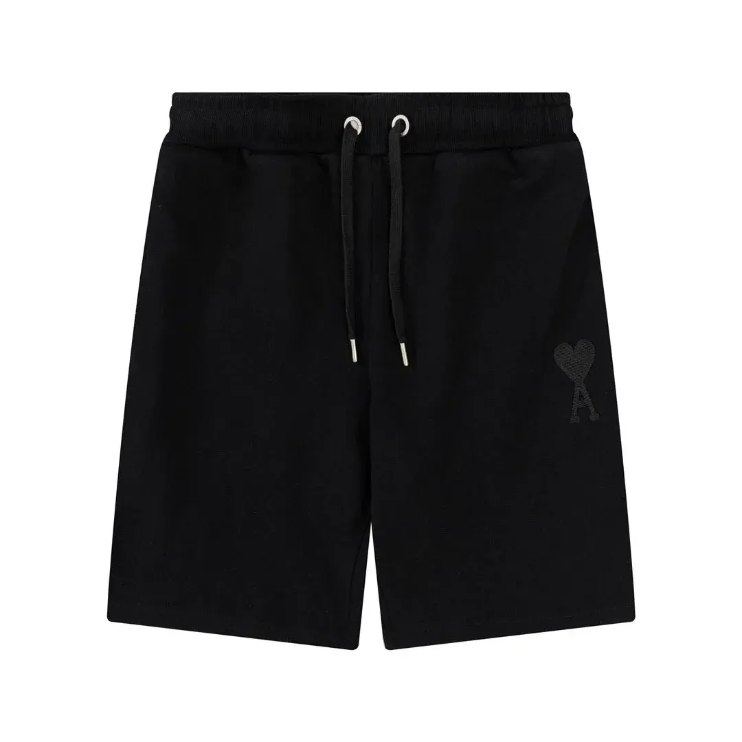 Ami Paris Heart Logo Sweat Shorts Black