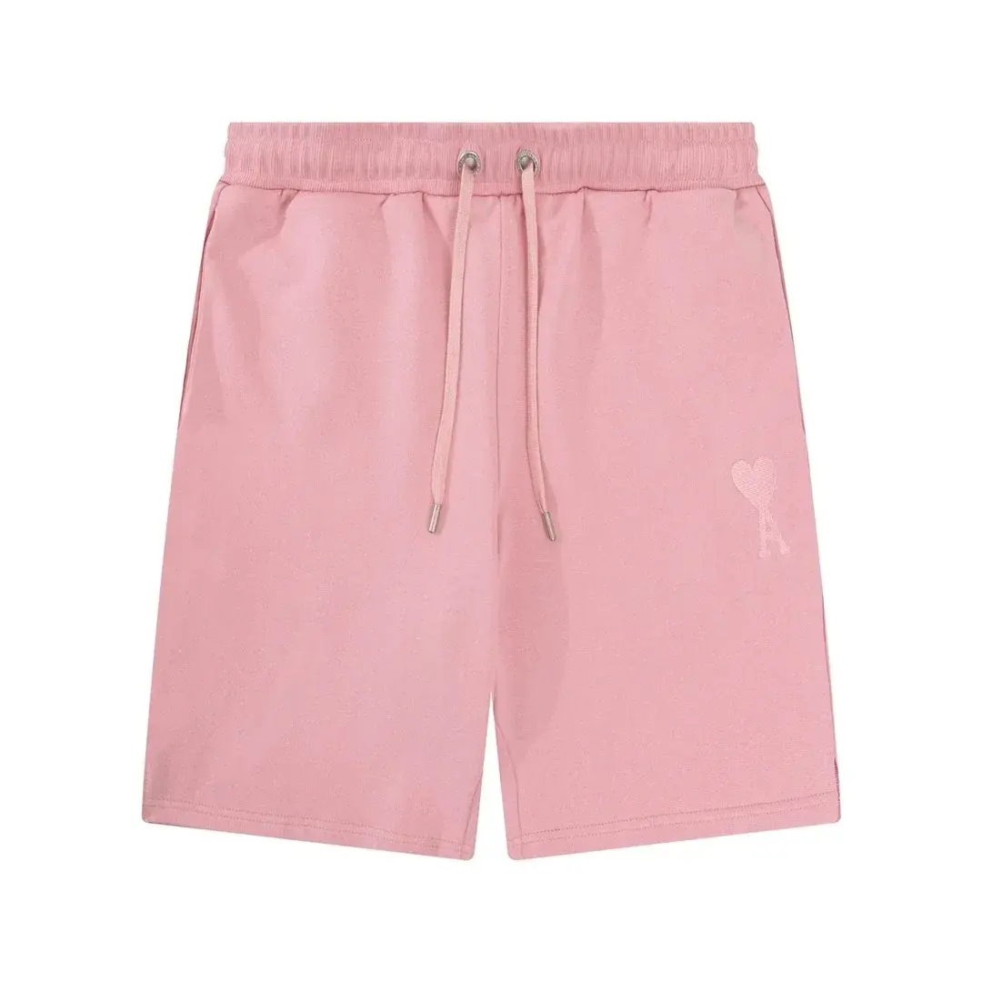 Ami Paris Heart Logo Sweat Shorts Pink