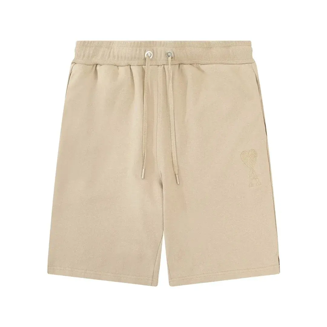Ami Paris Heart Logo Sweat Shorts Khaki