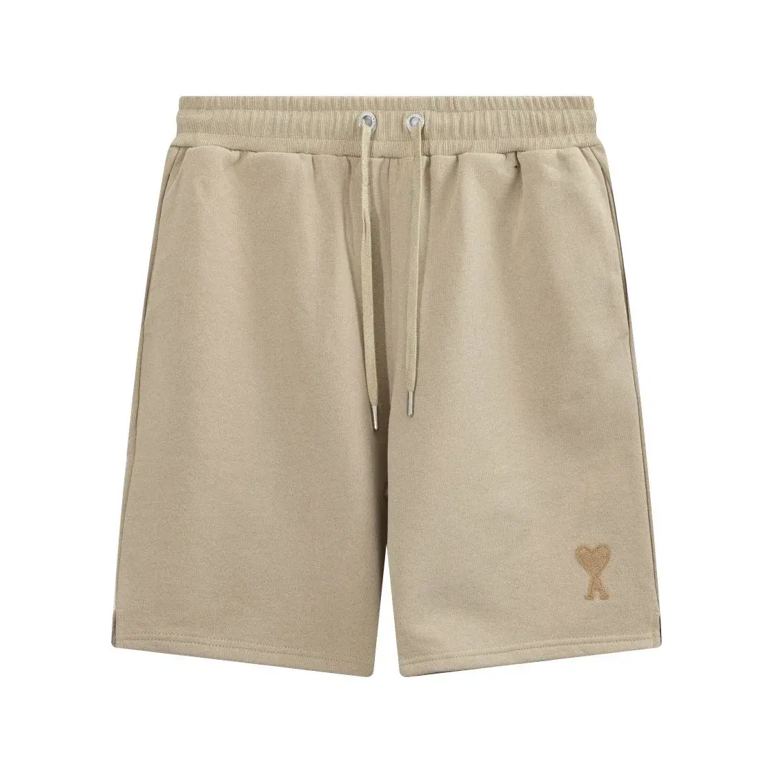 Ami Paris Heart Logo Sweat Shorts Beige