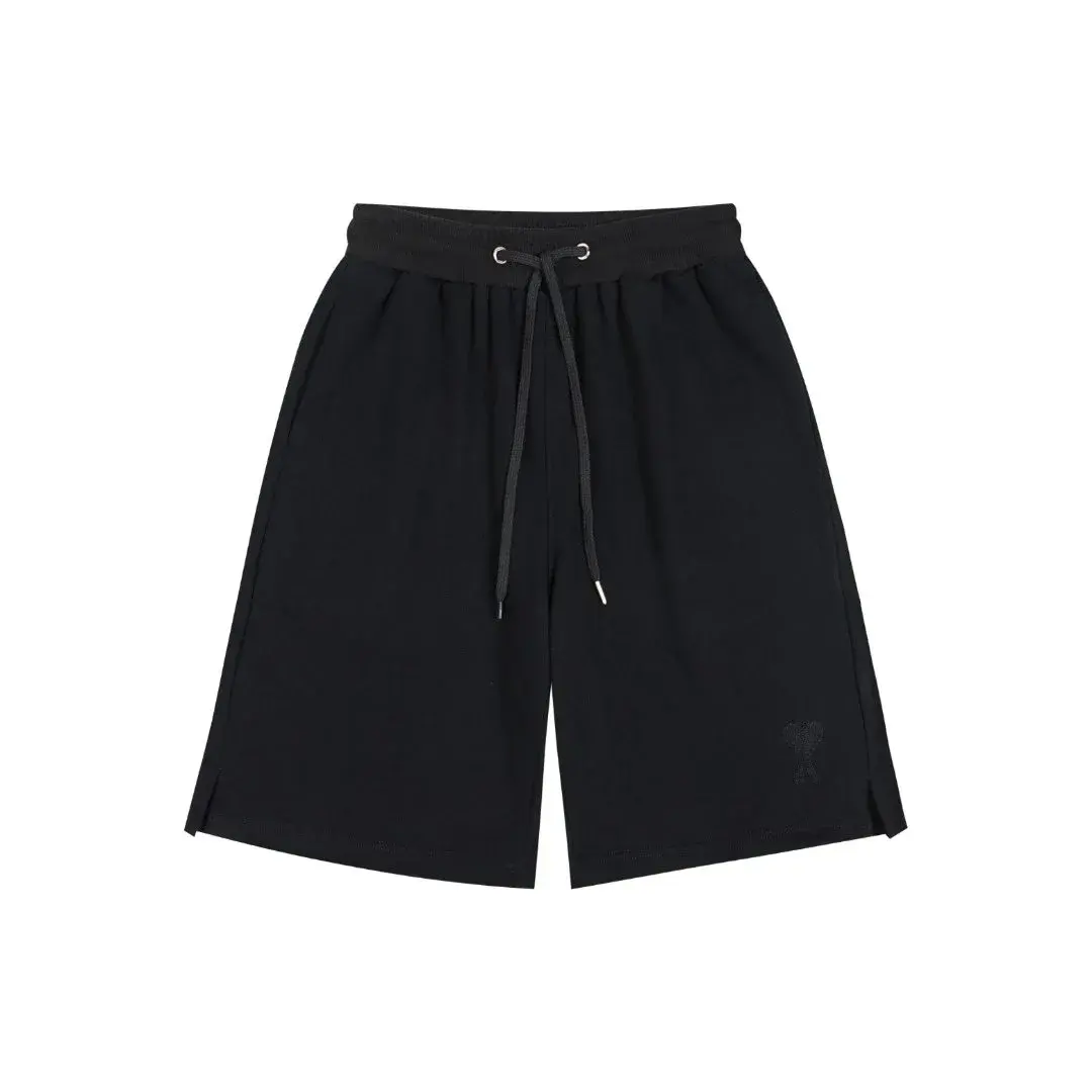 Ami Paris Heart Logo Black Shorts