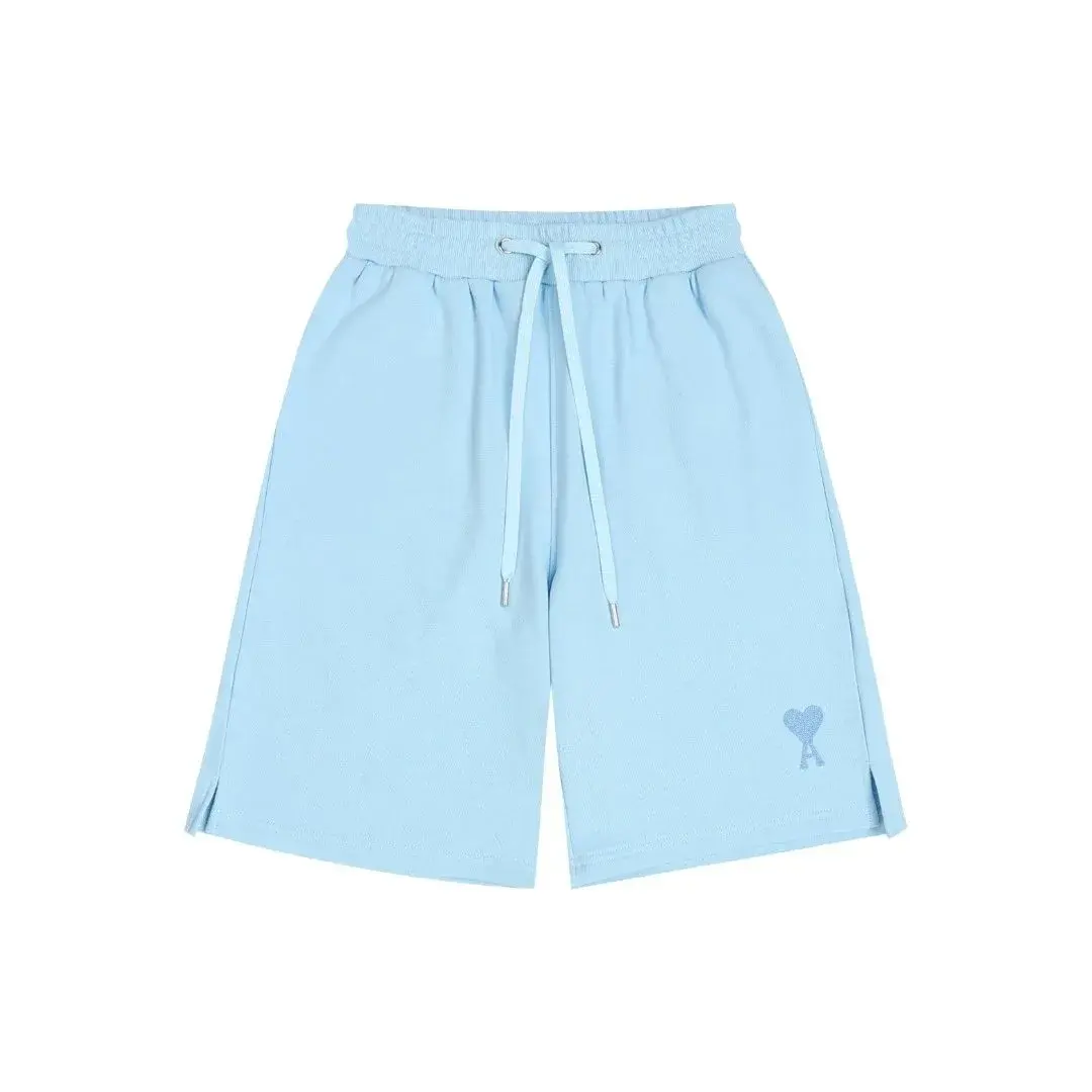 Ami Paris Heart Logo Sweat Shorts Light Blue