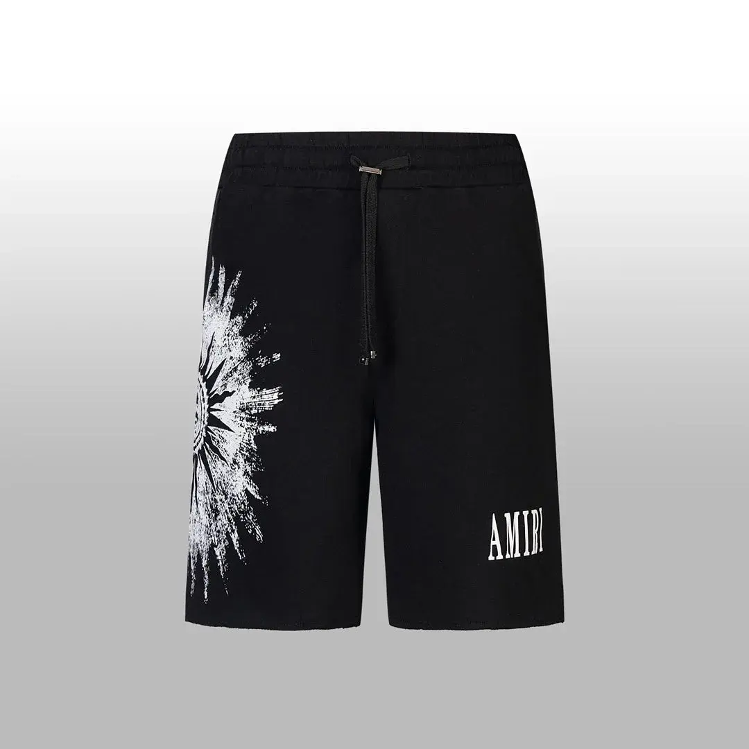 Amiri Sunburst Graphic Black Shorts