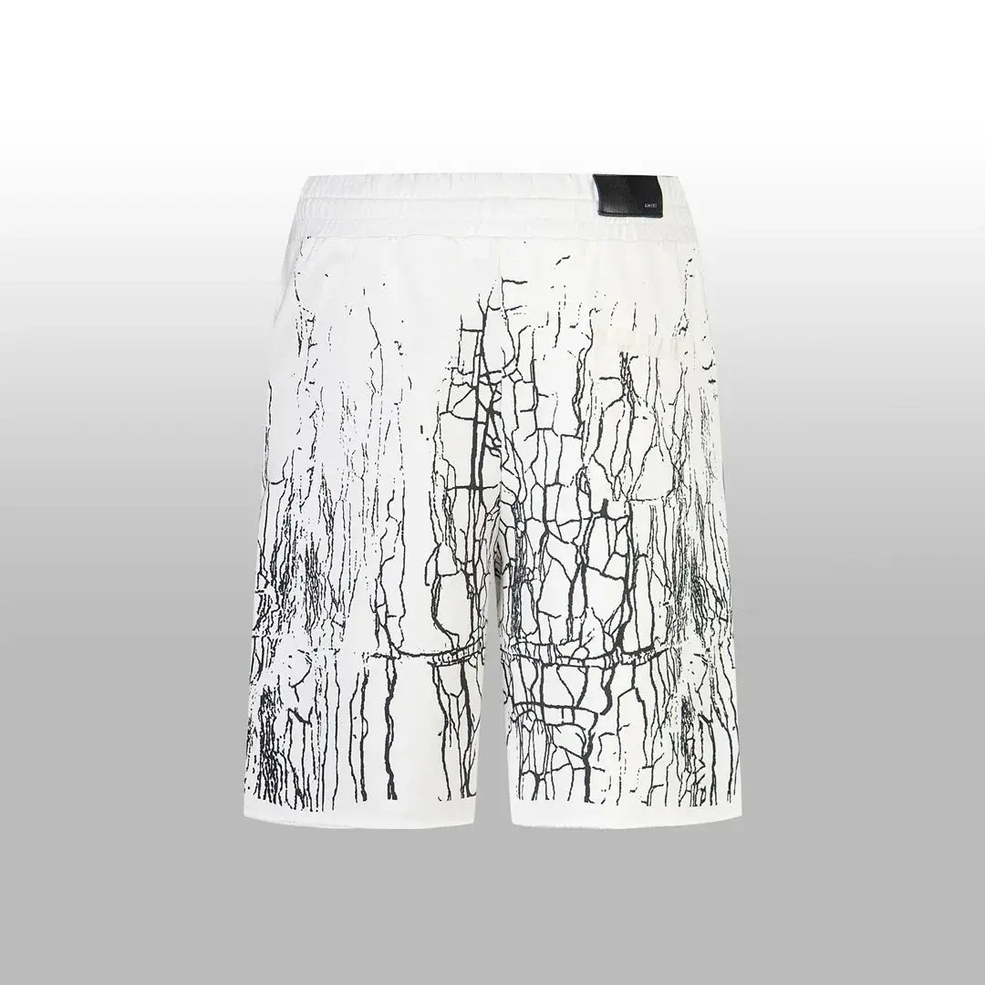 Amiri Cracked Pattern White Shorts