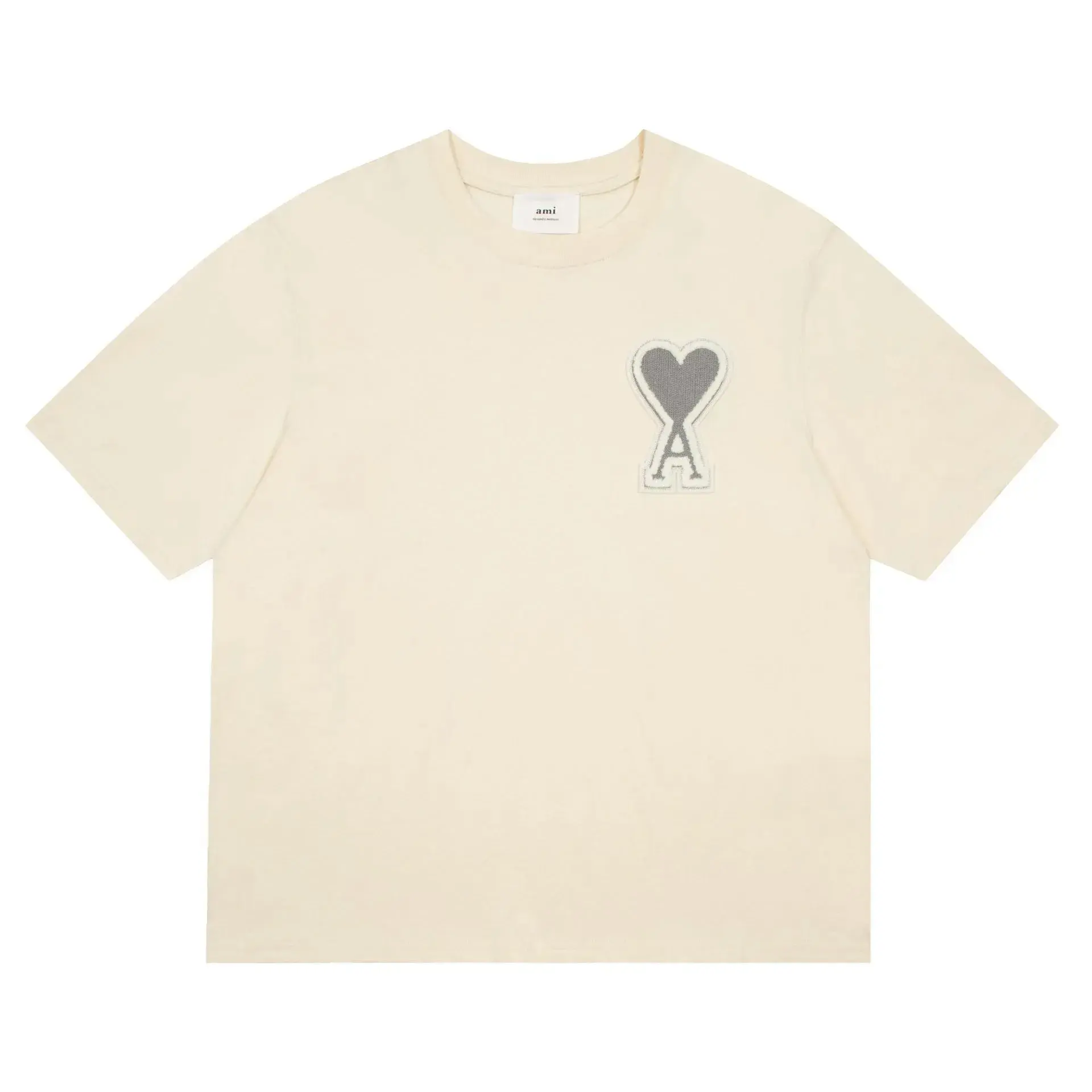 Ami Paris Heart Patch T-Shirt Apricot