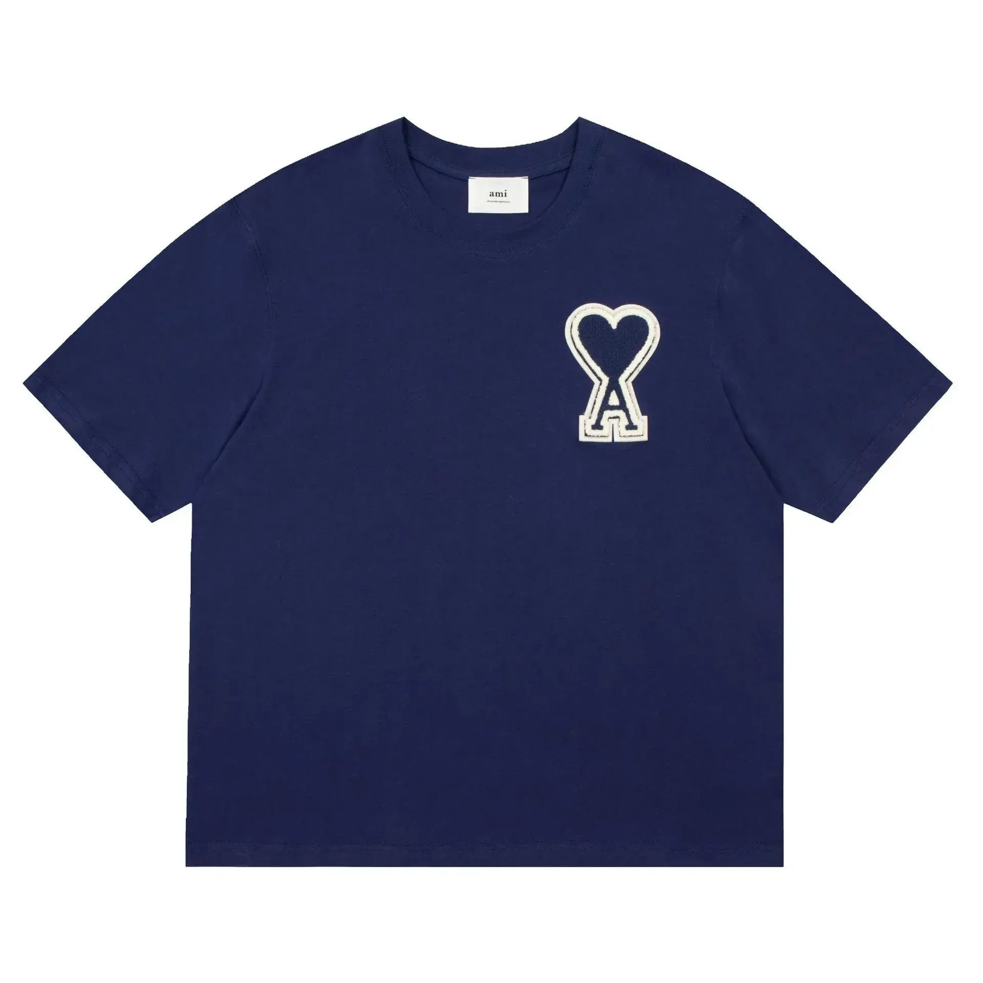 Ami Paris Heart Logo T-Shirt Navy Blue