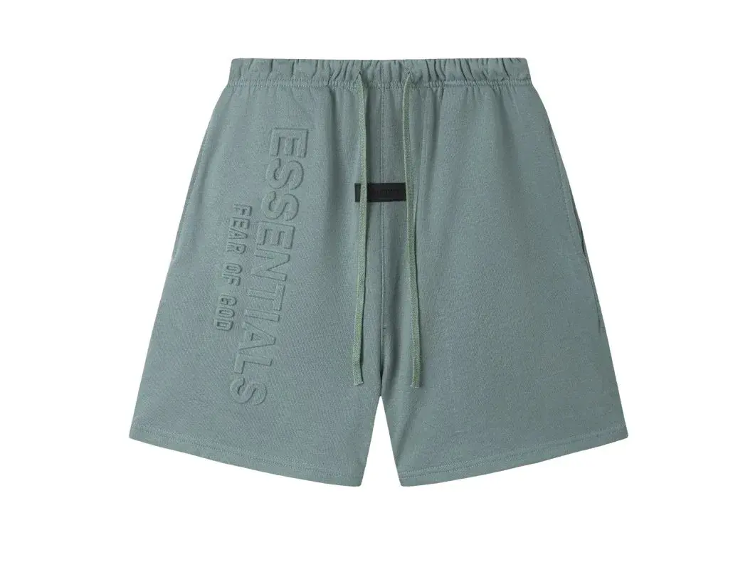 Fear of God Essentials Sage Green Vertical Logo Shorts