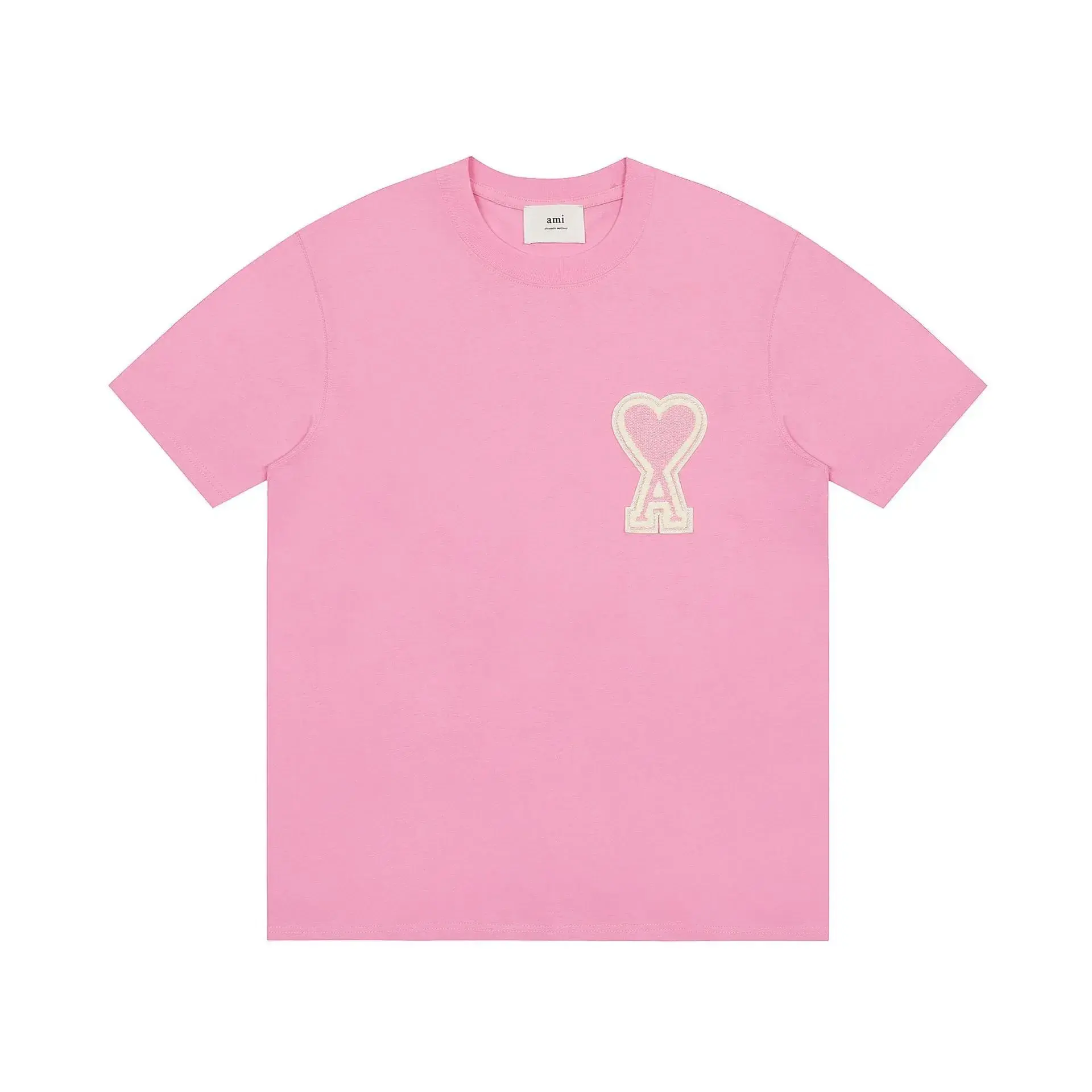 Ami Paris Heart Logo T-Shirt Rose Pink