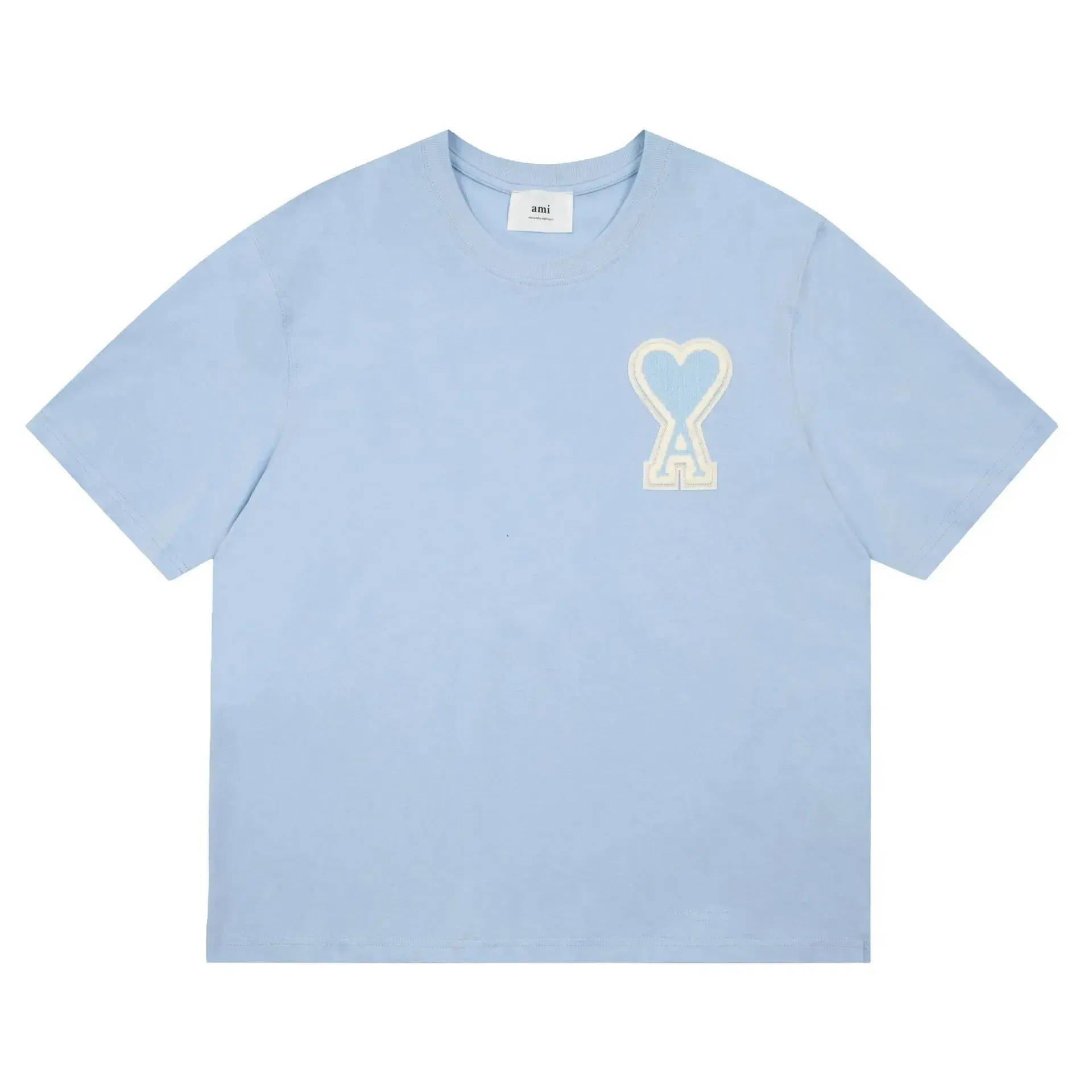 Ami Paris Heart Patch Tee Sky Blue