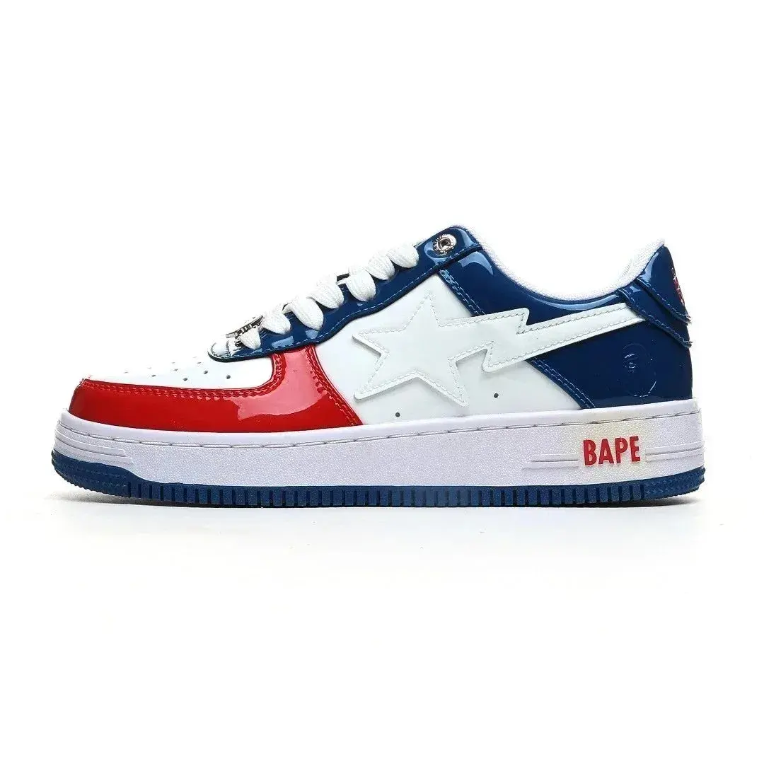 A Bathing Ape BAPE Sta Low Patent Blue Red White