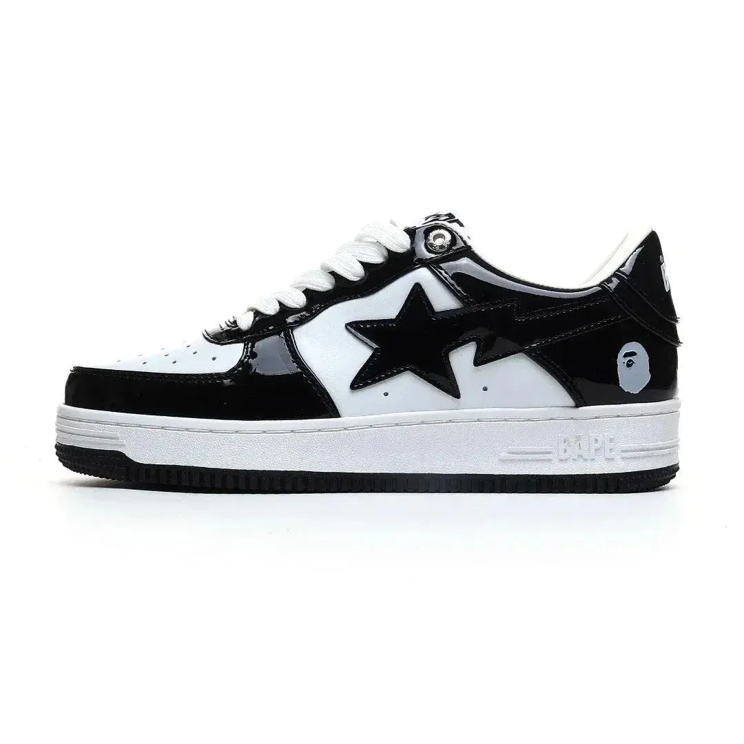 A Bathing Ape BAPE Sta Low Patent Black White