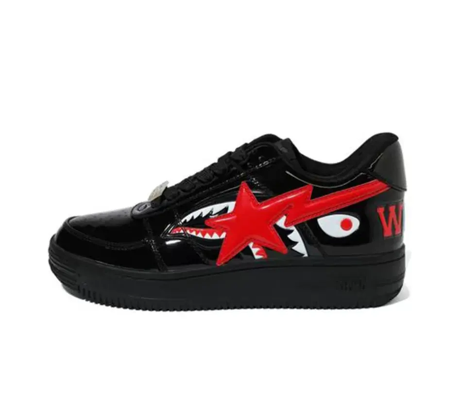 A Bathing Ape BAPE Sta Low Shark Black Red