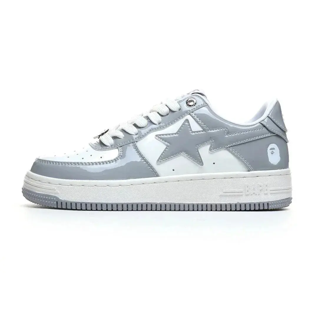 A Bathing Ape BAPE Sta Low Patent Gray White