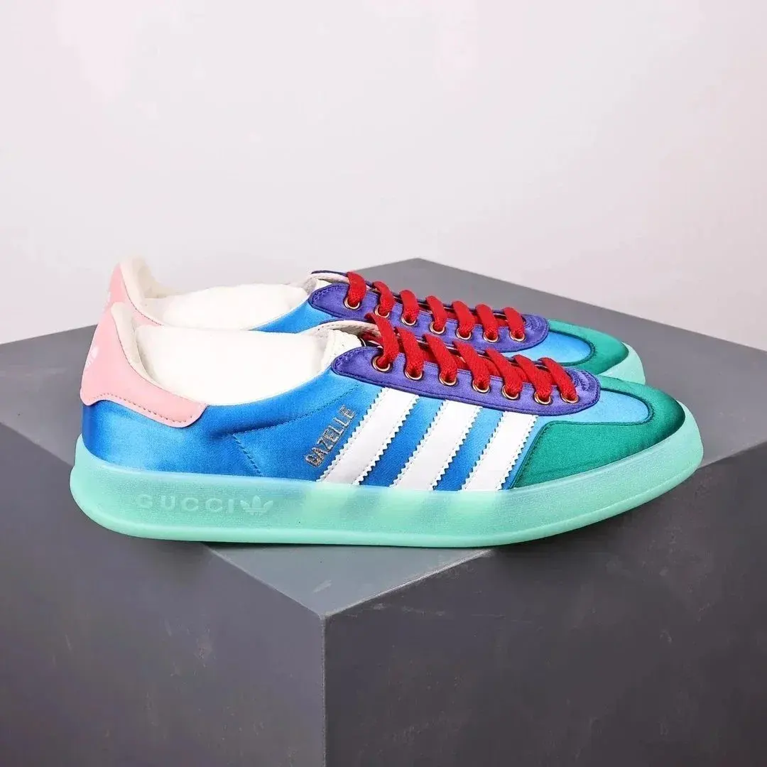 Adidas x Gucci Gazelle Blue Silk Pink