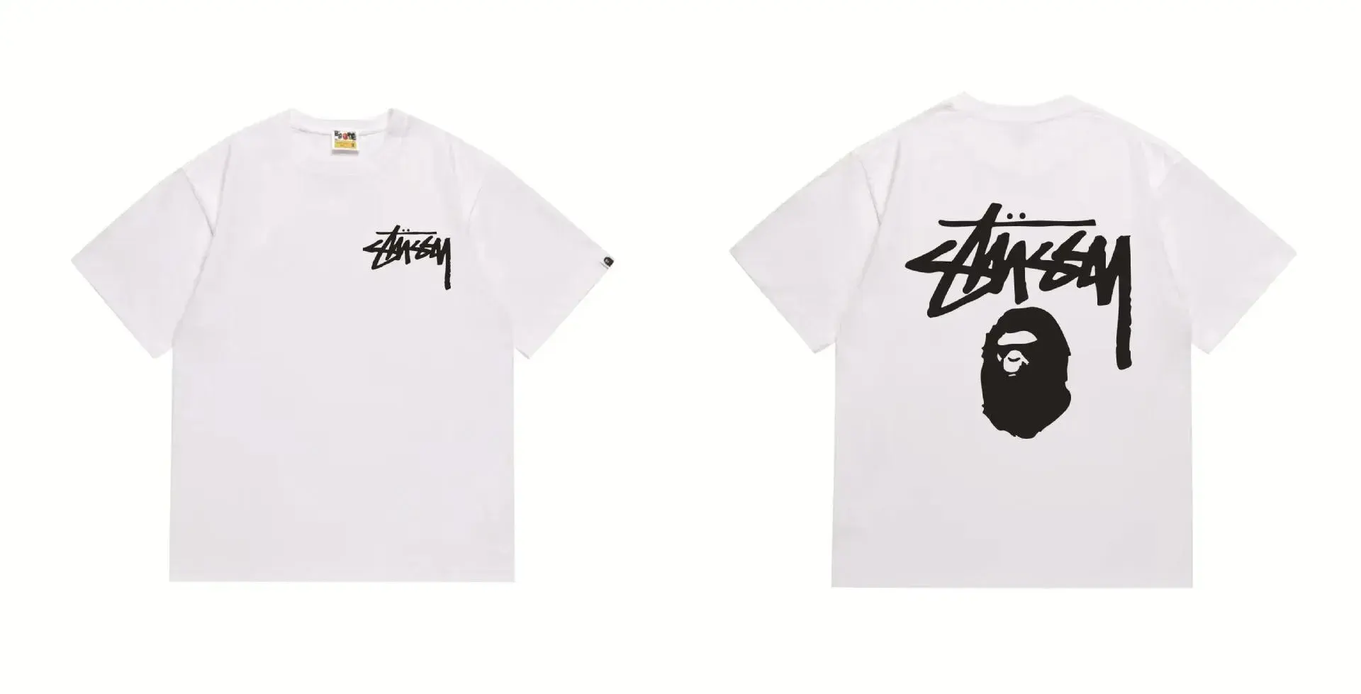 A Bathing Ape BAPE x Stussy Collaboration White Tee