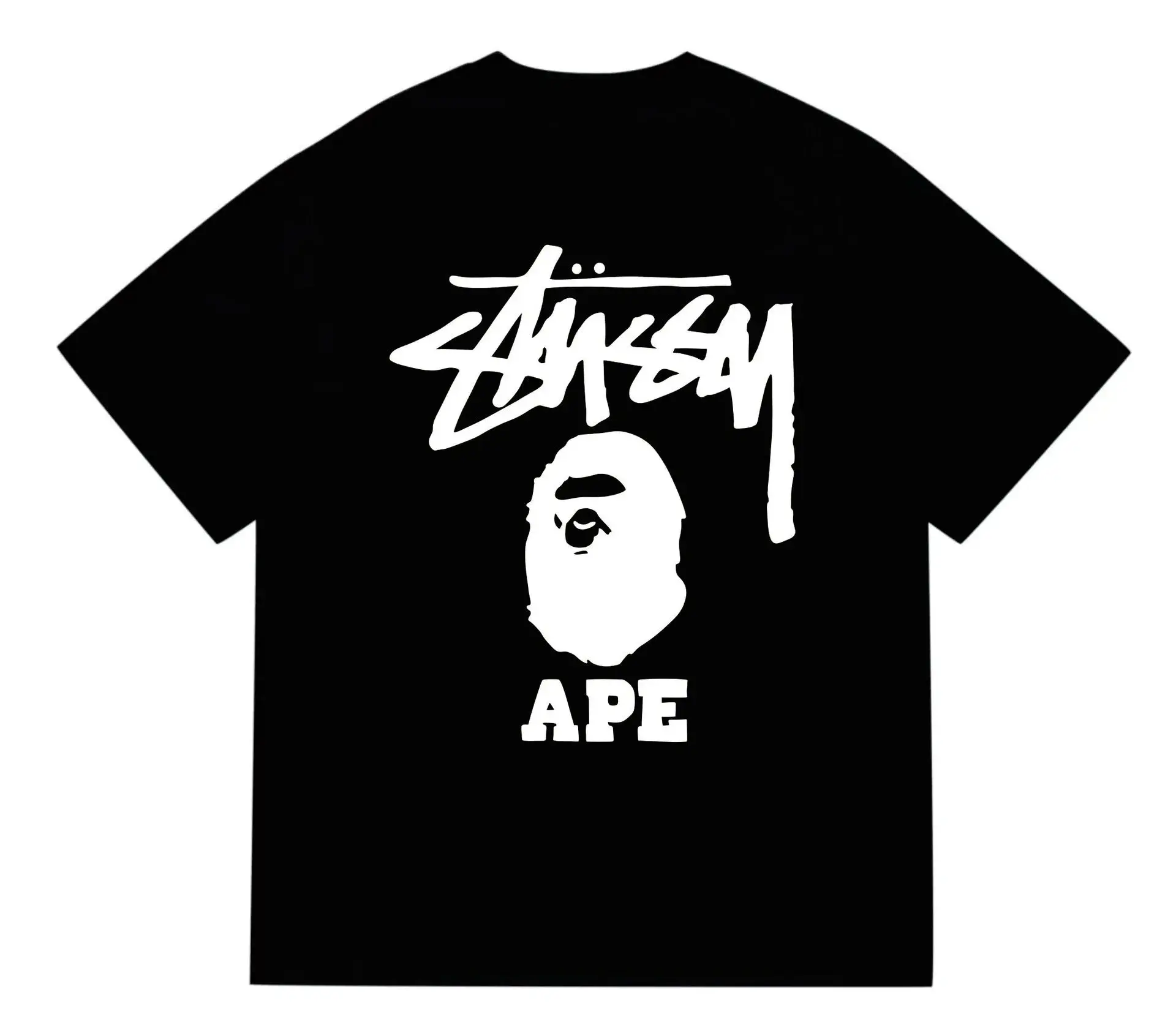 Stüssy x BAPE Stüssy x A Bathing Ape Black and White T-Shirt