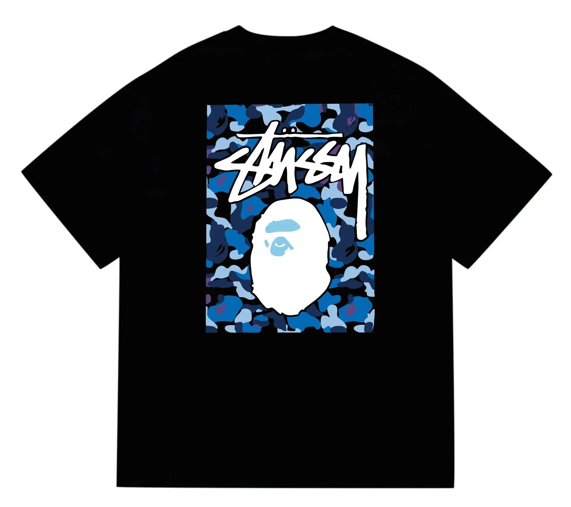 Stüssy x A Bathing Ape T-Shirt Blue Camo