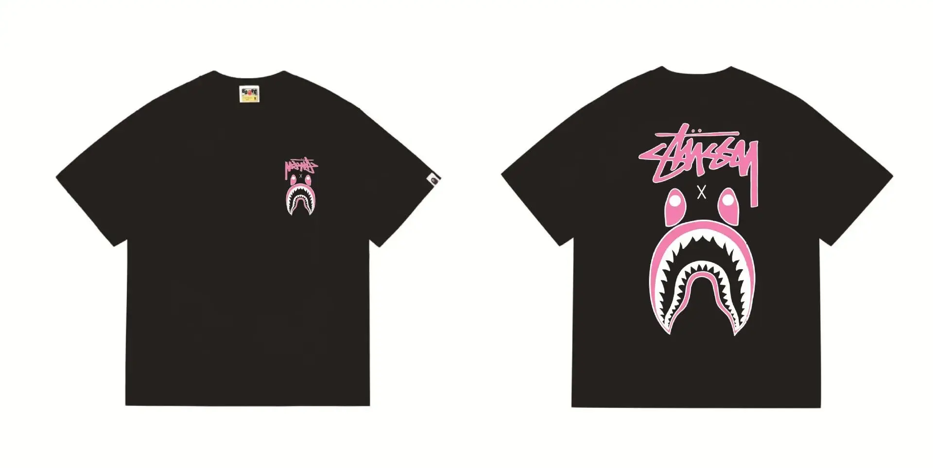 BAPE x Stussy Shark Tee Black