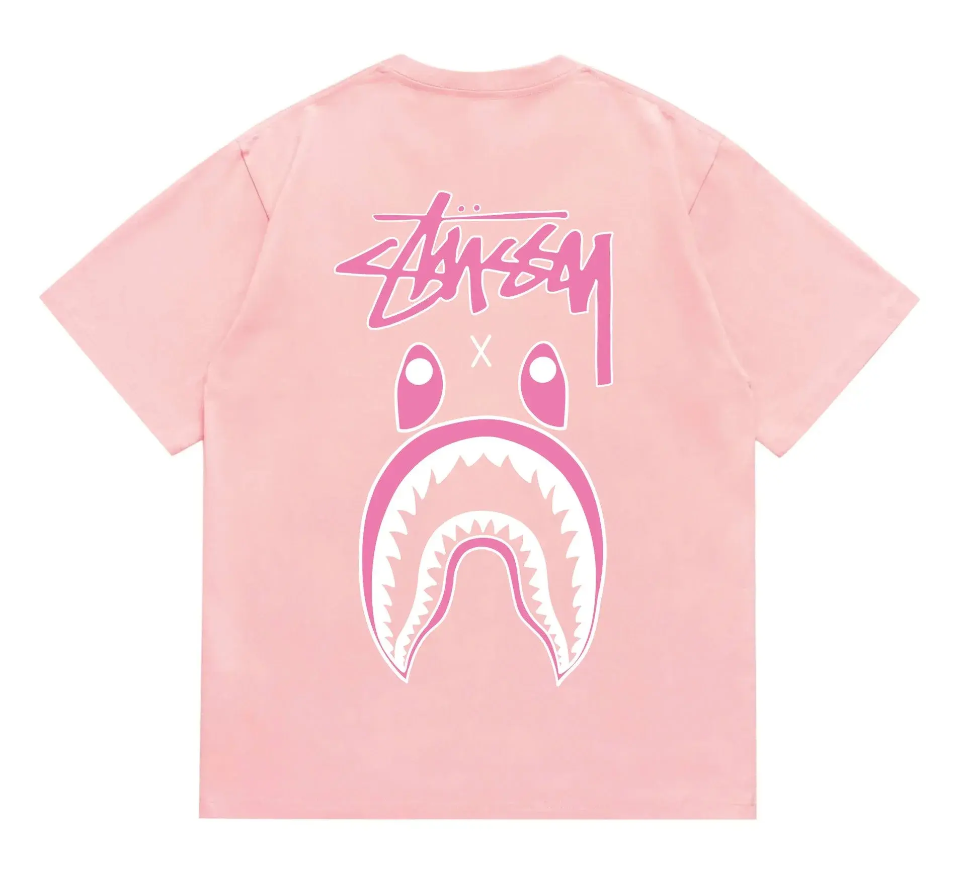 A Bathing Ape x Stussy Shark T-Shirt Pink