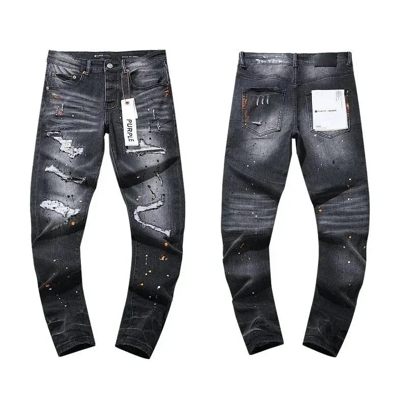 Purple Brand Black Heavy Destructed Paint Splatter Jeans