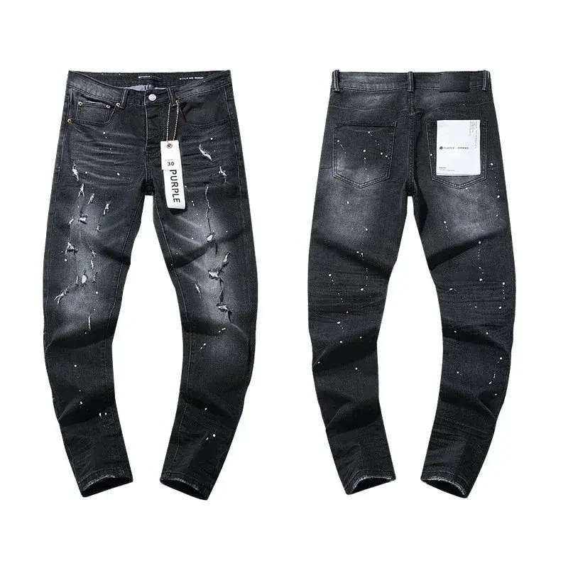 Purple Brand Black Paint Splatter Distressed Jeans
