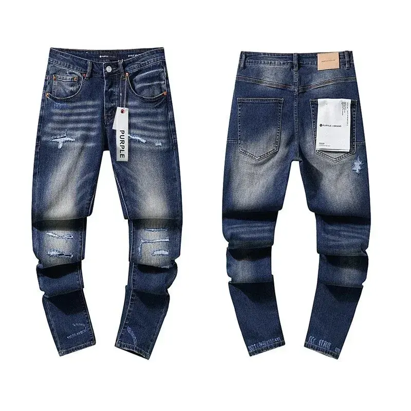 Purple Brand Mid Rise Dark Wash Distressed Jeans