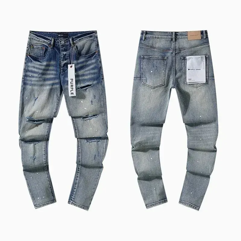 Purple Brand Mid Rise Paint Splatter Blue Jeans