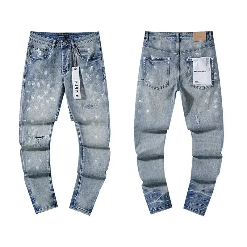 Purple Brand Light Wash Paint Splatter Jeans