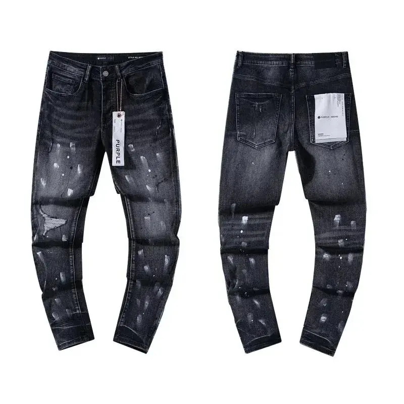 Purple Brand Dark Wash Paint Splatter Jeans