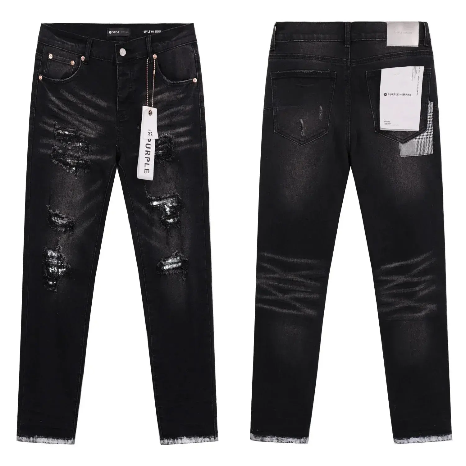 Purple Brand Black Coated Repair Jeans