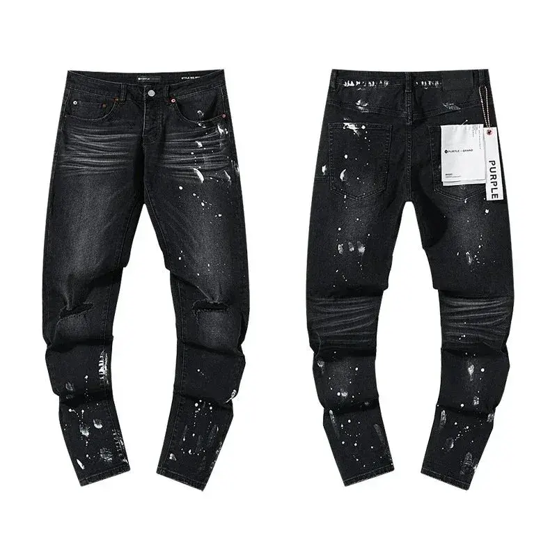 Purple Brand Black Wash Paint Splatter Jeans