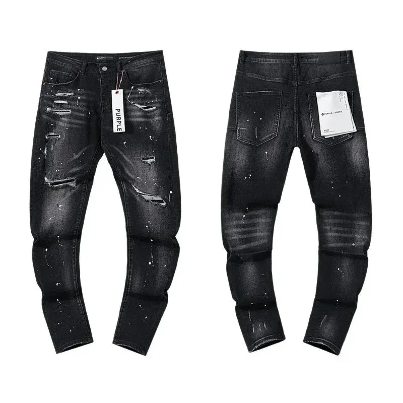 Purple Brand P001 Black Heavy Distressed Jeans