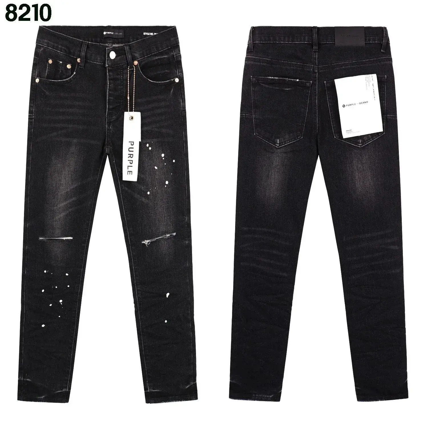 Purple Brand P001 Black Vintage Wash Paint Splatter Jeans