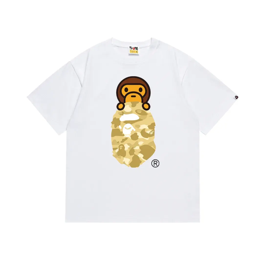 A Bathing Ape Baby Milo Yellow Camo White T-Shirt