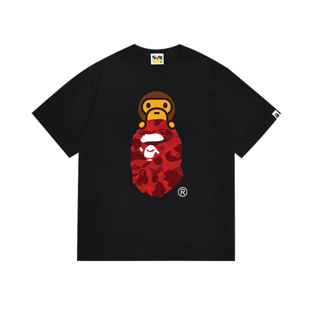 A Bathing Ape Baby Milo Red Camo Black T-Shirt