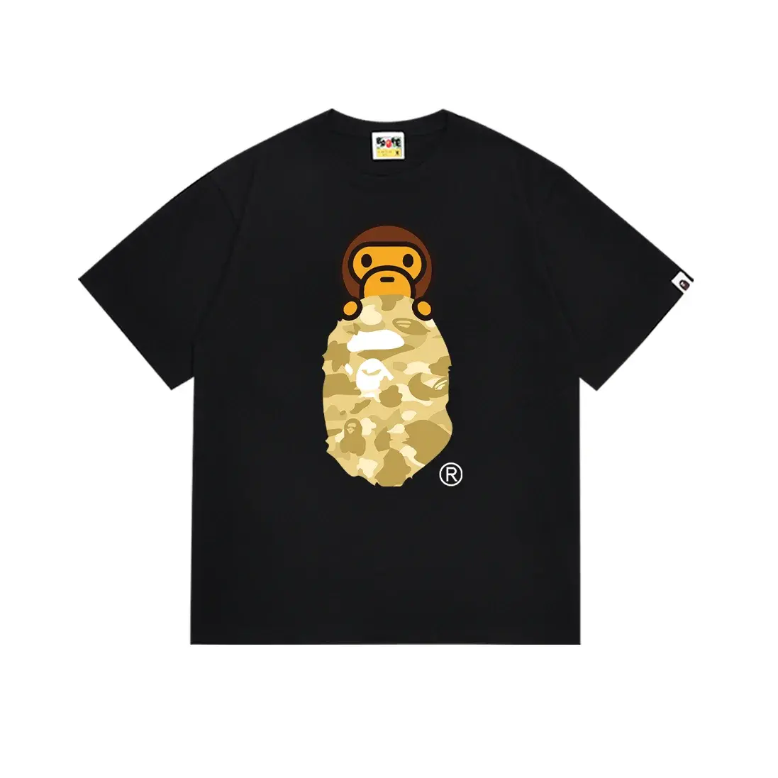 A Bathing Ape Baby Milo Yellow Camo Black T-Shirt