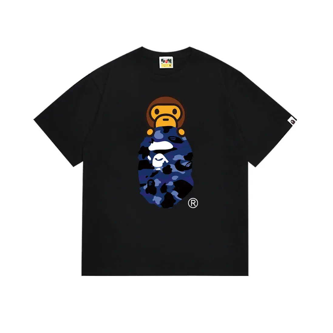 A Bathing Ape Baby Milo Blue Camo Black T-Shirt