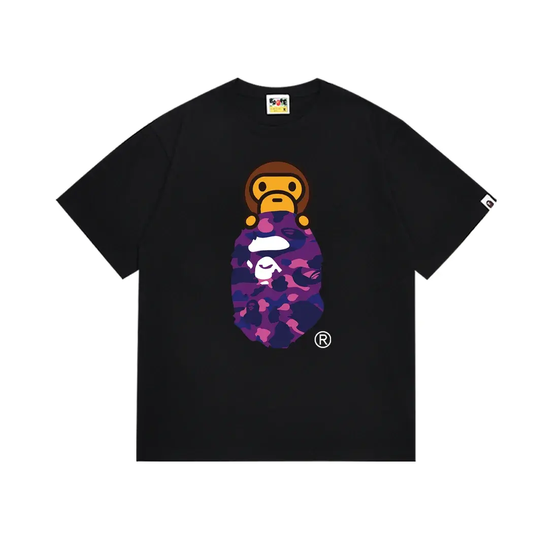 A Bathing Ape Baby Milo Purple Camo Black T-Shirt