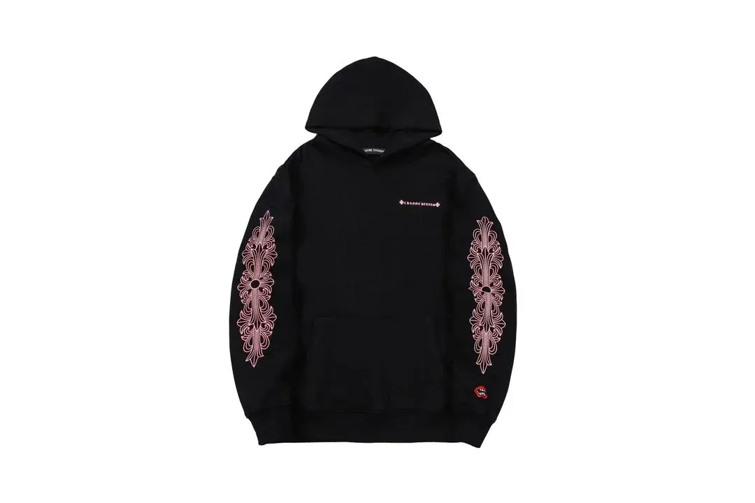 Chrome Hearts Black Scroll Cross Sleeve Hoodie