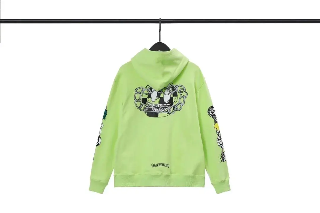 Chrome Hearts Lime Green Smiley Chain Hoodie