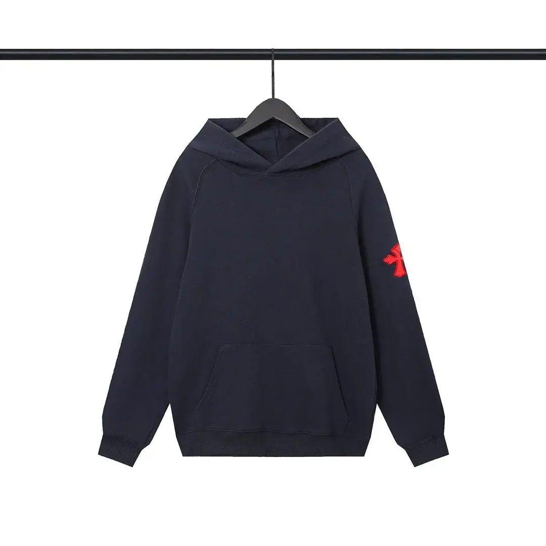 Chrome Hearts Navy Red Cross Sleeve Hoodie