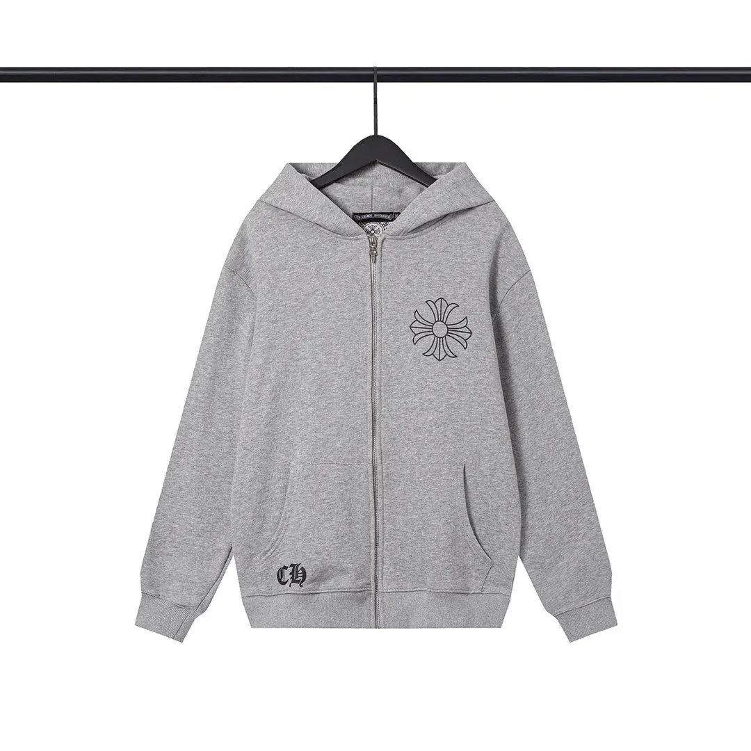 Chrome Hearts Cross Logo Grey Zip Hoodie