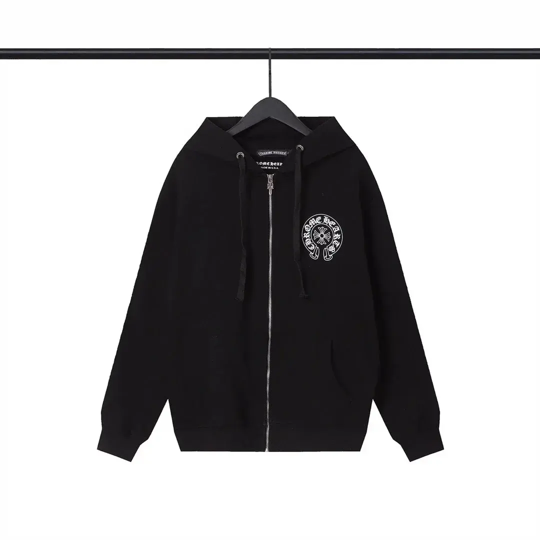 Chrome Hearts Horseshoe Black Zip-Up Hoodie