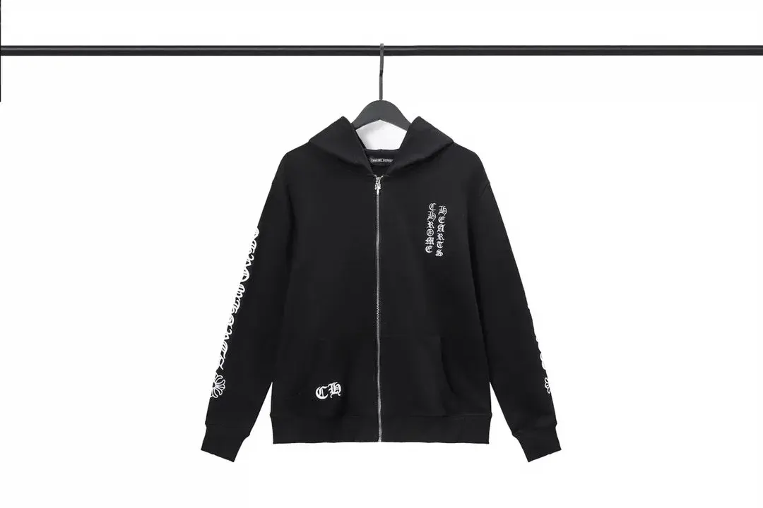 Chrome Hearts Gothic Script Full Zip Hoodie Black