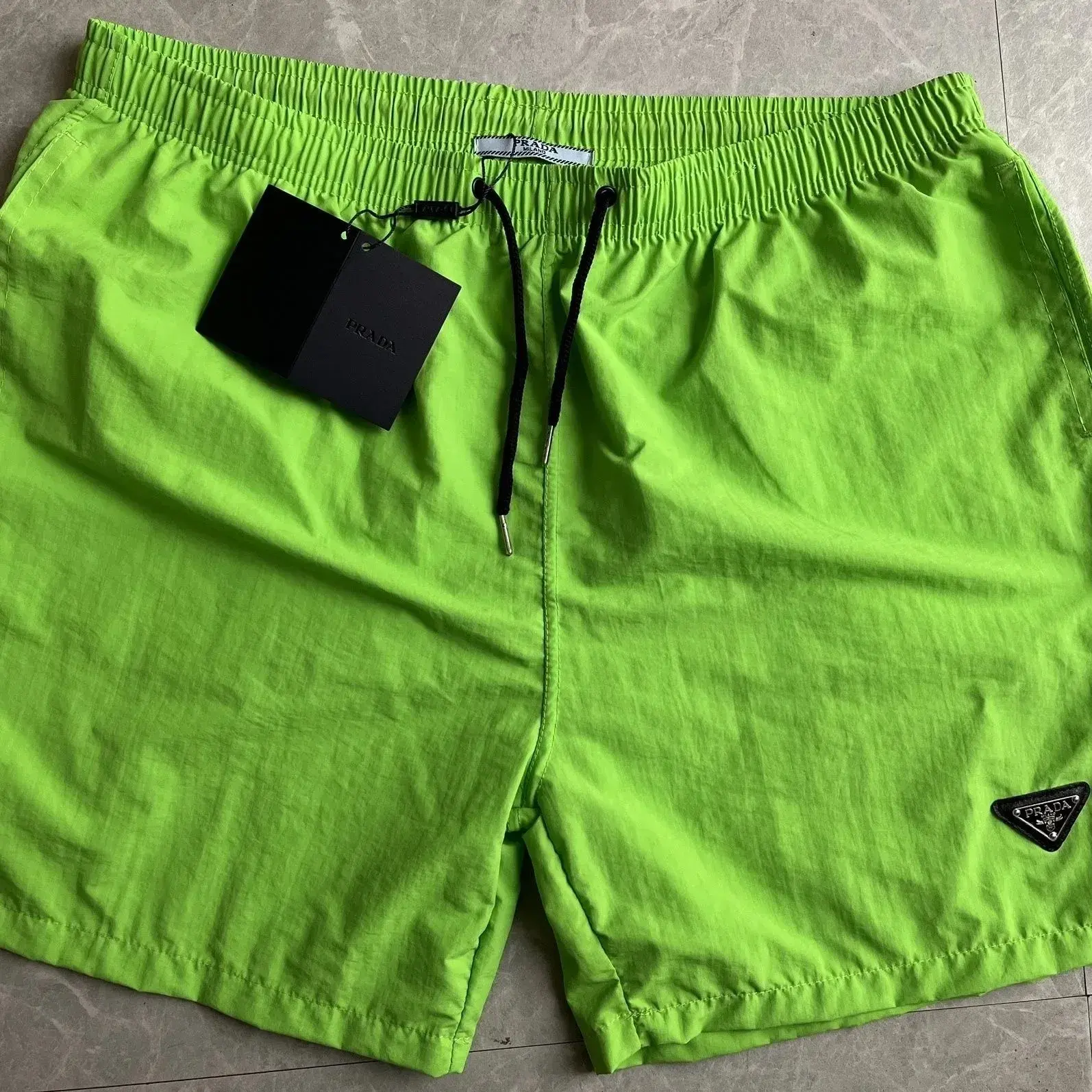 Prada Nylon Swim Shorts Lime Green