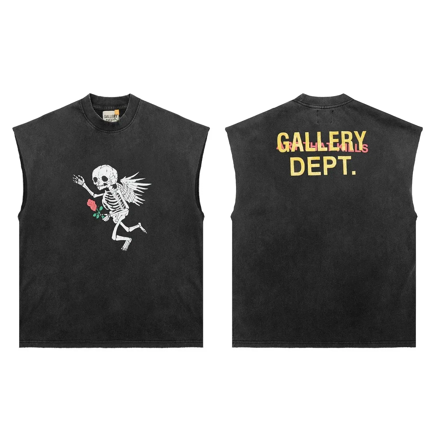 Gallery Dept. Skeleton Rose Tank Top Black